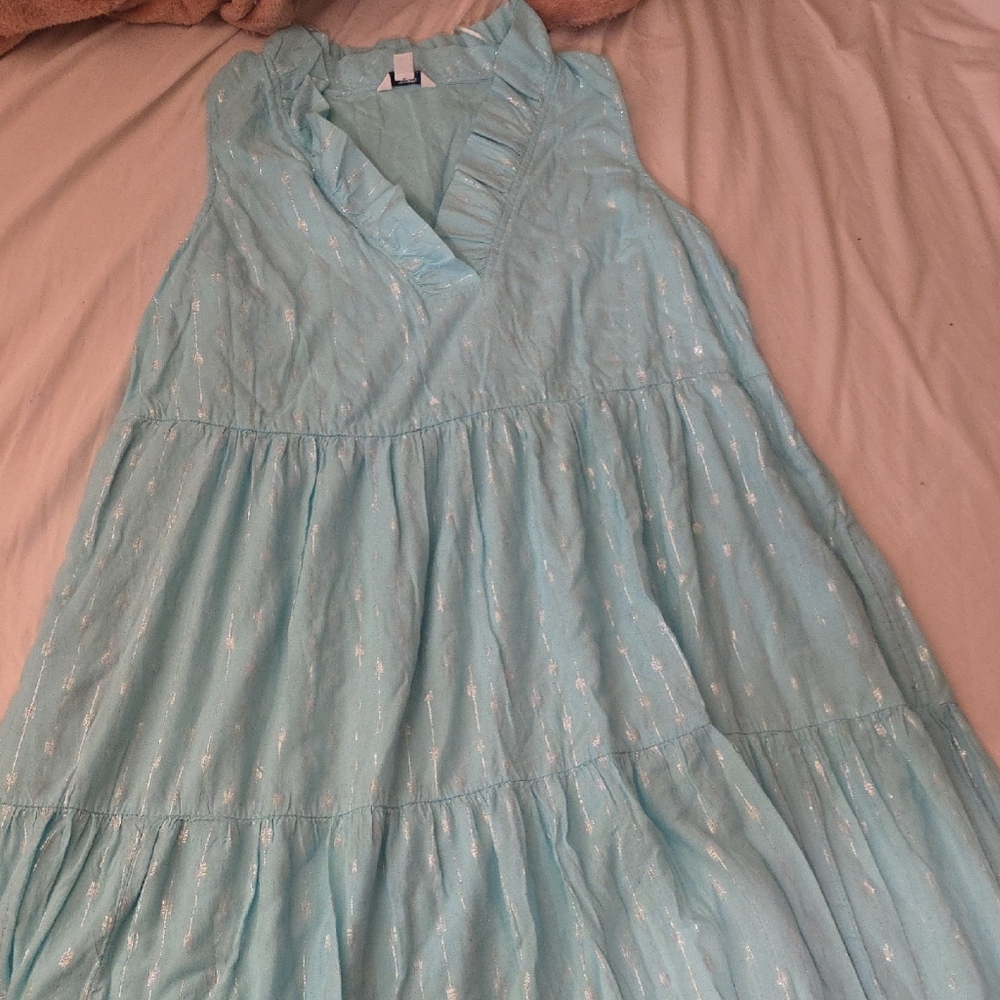 Crown & Ivy Casual Light Blue V-Neck Sundress